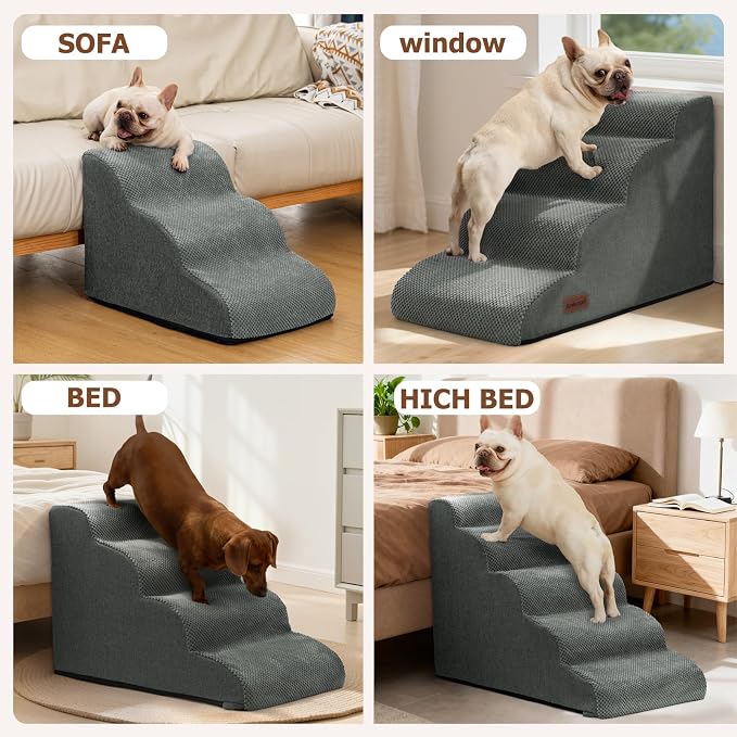 Aodisman Dog Ramp and Stairs for Small Dogs & Cats,3-Step Pet Stairs for Couch Sofa and Chair,Indoor Anti-Slip Dog Stairs for Old Cats and Puppy