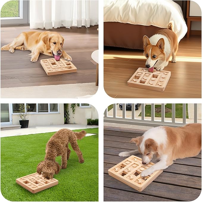 LOOBANI Dog Puzzle Toys Wooden - Interactive Toys for Boredom, IQ Training and Mental Brain Stimulation, Treat Dispensing and Entertainment Toys/Food Slow Feeder for Small to Large Dogs
