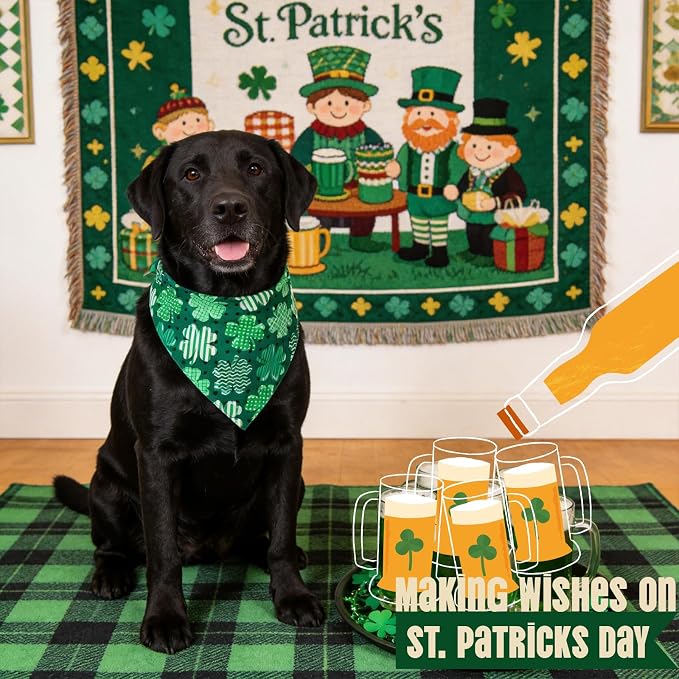 Dog Bandanas for St. Patricks Day, Medium, Small, Green
