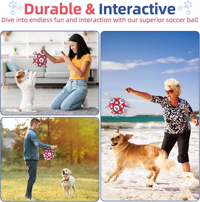 Diman Dog Balls,6 Inch Balls for Dogs with Straps, Dog Soccer Ball, Red | Dog Toy Balls for Small Medium Dogs, Outdoor Dog Toys, Dog Pool Water Toys,Puppy Toys to Keep Them Busy, Puppy Birthday Gifts