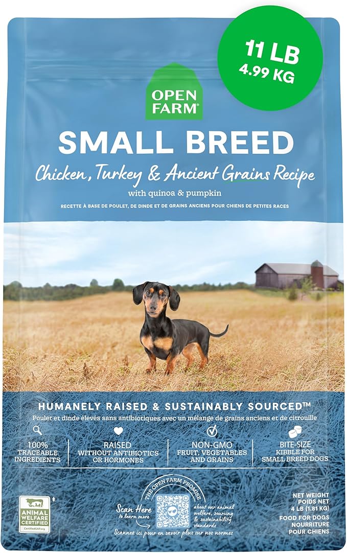 Open Farm Ancient Grains Dry Dog Food, Small Breed Kibble, 11lb Bag