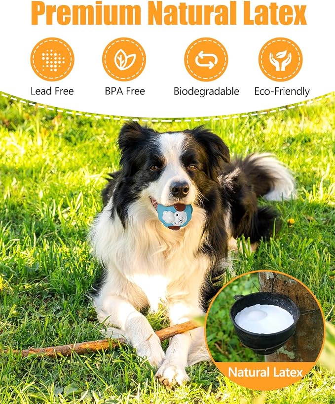 Dog Toys Squeaky, Interactive Latex Rubber Cute Animal Pet Toy Pack Squeak Balls for Puppy Small Medium Breed Dogs
