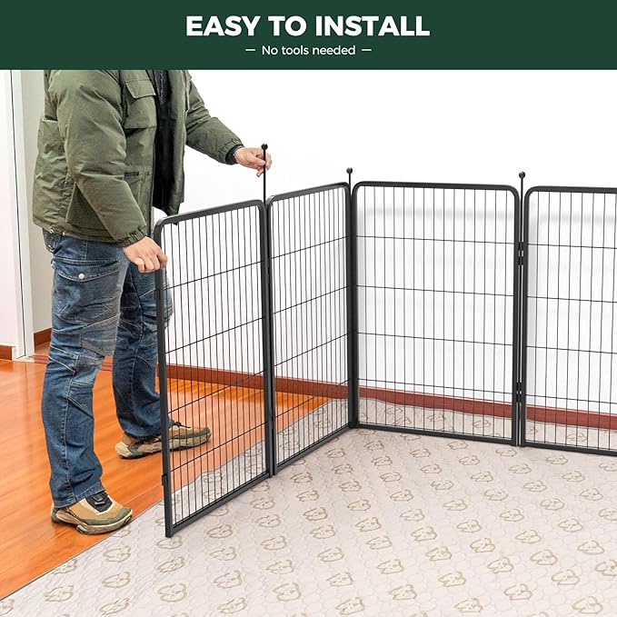 FXW Rollick Unleashed Dog Playpen, 40in, 32 Panels, Medium/Large, Black