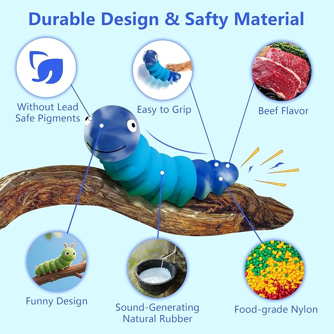 Indestructible Dog Toys for Aggressive Chewers, Tough Toy | Chew Toys for Large and Medium Dogs, Squeaky Rubber & Beef-Flavored Nylon, Dental Care, Boredom & Anxiety Relief