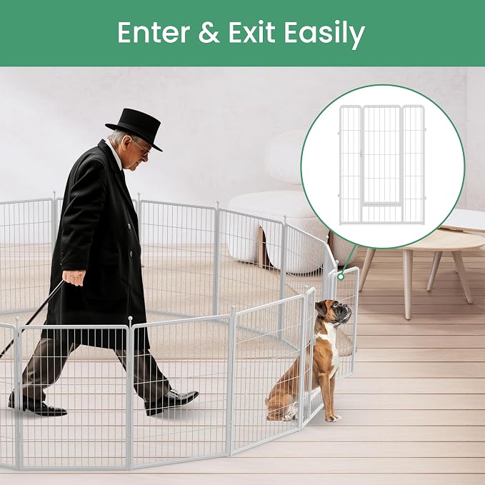 HealSmart Dog Playpen, 40in 16 Panels, White