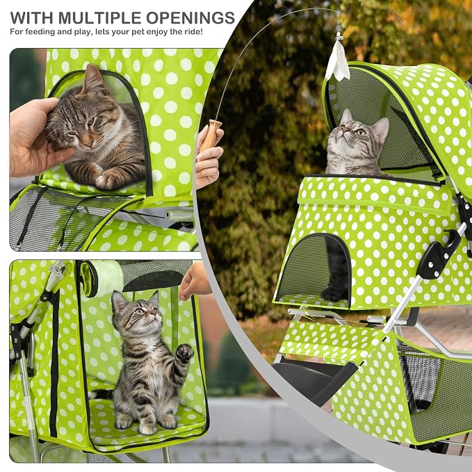 MoNiBloom 3-Wheel Foldable Pet Stroller - Lawn Green