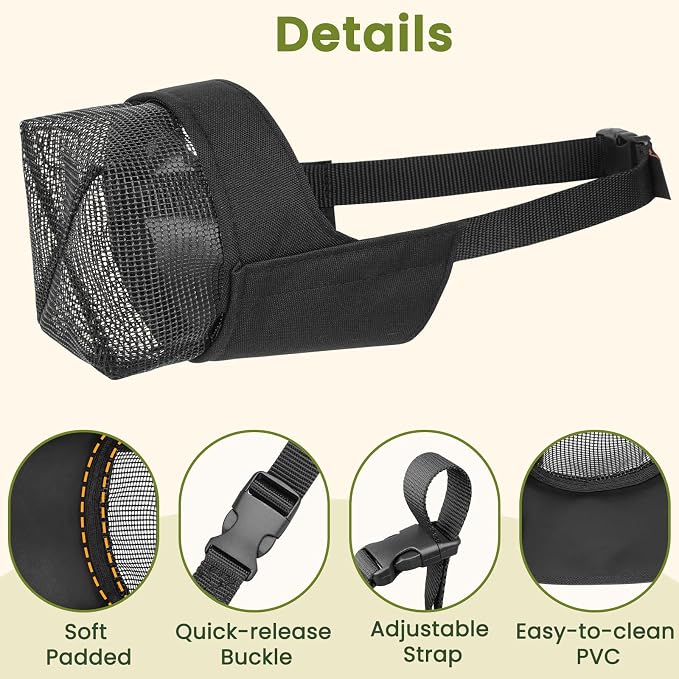 Full Covered Muzzle for Pitbull Bully Rottweiler Medium Large Dogs | Fits Wide Nose Dogs, Anti Scavenging, Breathable Mesh, Soft Fabric, Walking Training Grooming Vet Visits Use, Allows to Drink