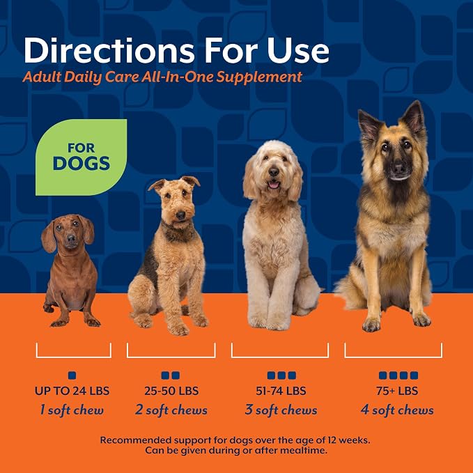 NaturVet All-in-One Adult Dog Daily Care, 10-in-1 Dog Supplement - 60 Count