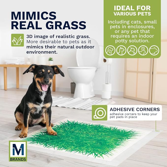 Big Dawg Pet Supplies Absorbent Puppy Pee Pads for Dogs & Cats – XL 28x34in Disposable Pet Pads – Handy Grab-n-Go Box – Potty Training & Housebreaking Supplies – Color, Grass – 30pc