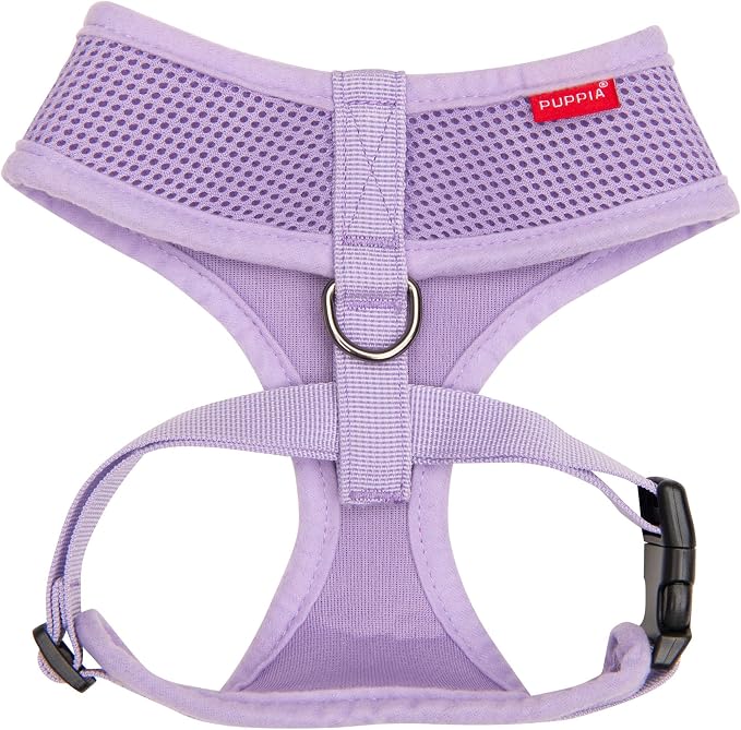 Puppia Soft Dog Harness No Choke Over-The-Head Triple Layered Breathable Mesh Adjustable Chest Belt and Quick-Release Buckle, Violet, Small