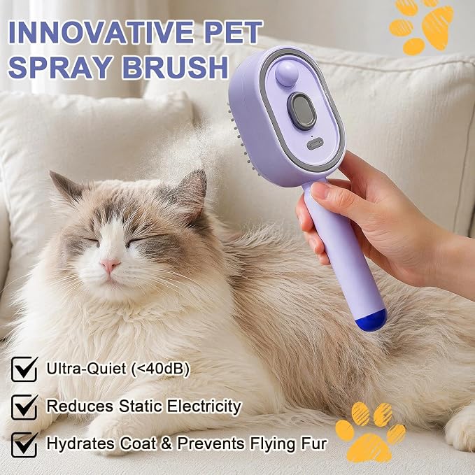 2026 New 3 in 1 Steam Pet Grooming Brush, 3 in, Red