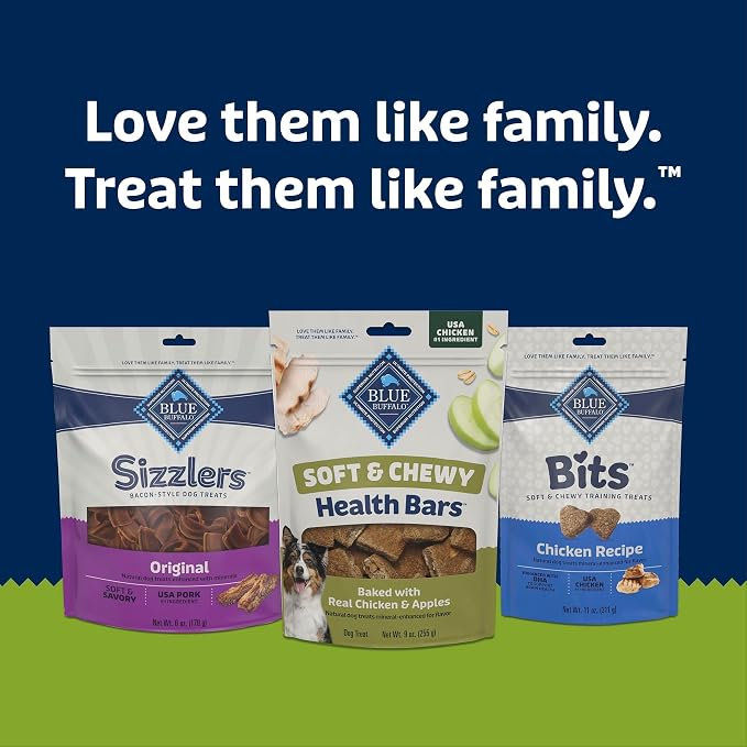 Blue Buffalo Soft & Chewy Health Bars, Baked with Real Chicken & Apples, Natural Dog Treats Mineral Enhanced for Flavor, 9 oz. Bag