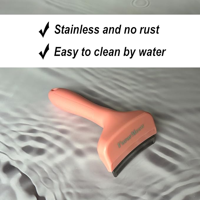 Pet Deshedding Tool with Curve Blade, Small, Small, Stainless Steel, Pink