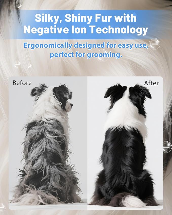 2-in-1 Hands-Free Dog Hair Dryer with Table Clamp – Low Noise Pet Grooming Dryer for Dogs & Cats, Adjustable Heat & Speed, Wearable or Desktop Use(Gray)