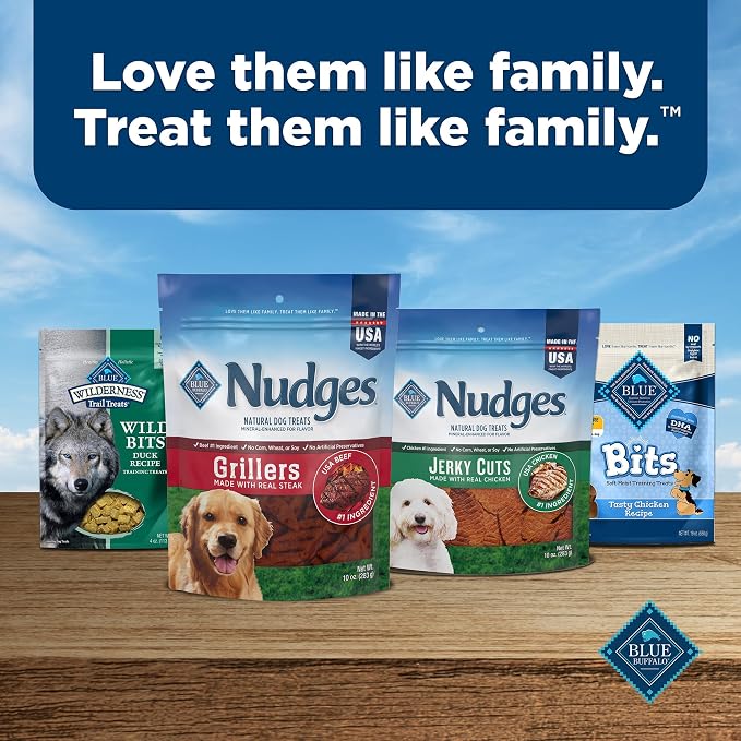 Blue Buffalo Nudges Jerky Cuts Dog Treats, Made in the USA with Natural Ingredients, Steak, 16-oz Bag (Pack of 4)