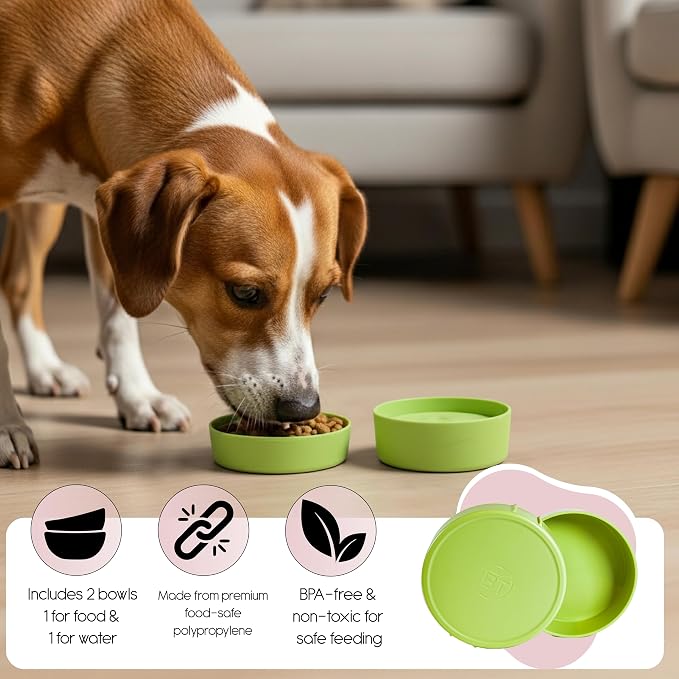 Barkin' Trails Travel Dog Bowl, Portable Outdoor Water, Matcha