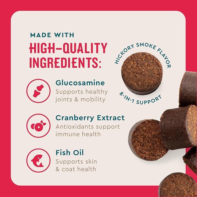 VetIQ 8-in-One Multifunctional Supplement for Dogs, Supports Hip & Joint, Urinary Tract, Immune System, Skin Health and Heart Health, Soft Chews, Made in The USA, (Pack of 120)