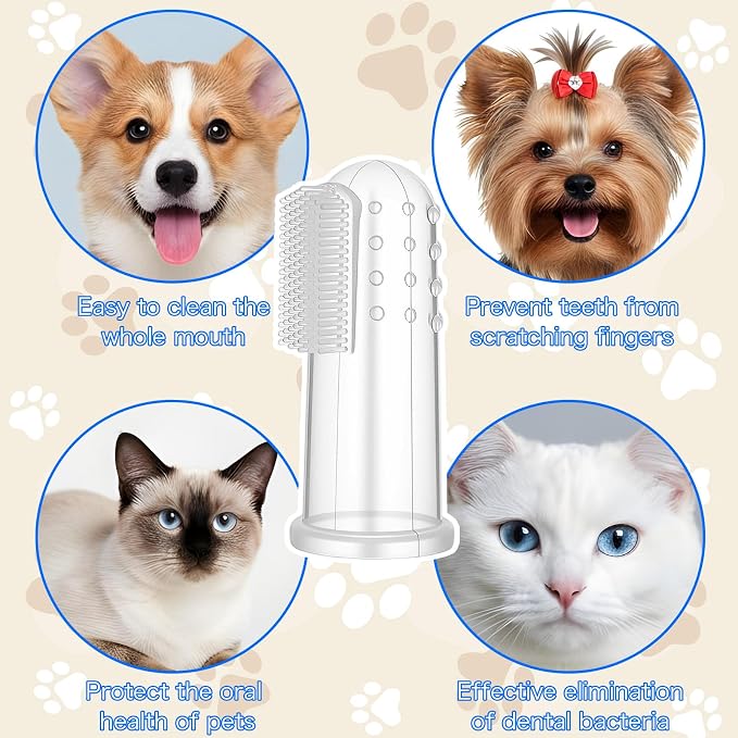 10 Pieces Dog Finger Tooth Brushing Kit, Finger Toothbrush for Cat Dogs Puppy Kitten Fingers Toothbrushs with Silicone Bristles Cat Teeth Cleaning Brush Pet Dental Care & Teeth Cleaning for All Pets