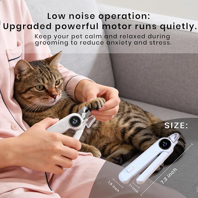 2-in-1 Dog Nail Clippers & Grinder with Light, White