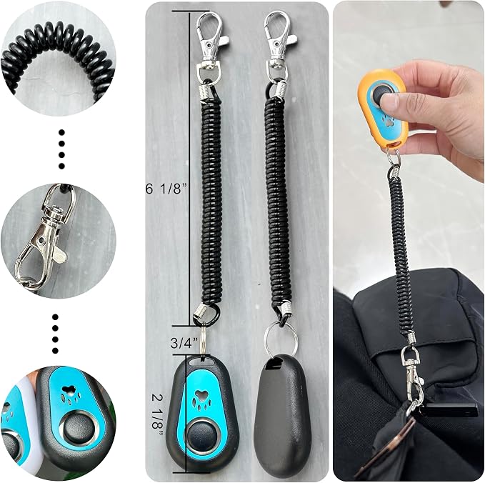 Pet Training Clicker with Strap, Black & White