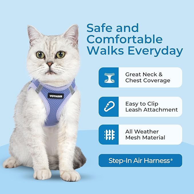 Voyager Step-in Pet Harness - All Weather Mesh, Adjustable Step in Harness for Cats and Dogs by Best Pet Supplies - 307 Set Lavender, XXXS