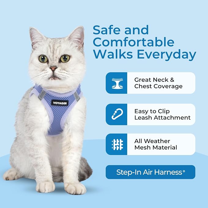 Voyager Step-in Pet Harness - All Weather Mesh, Adjustable Step in Harness for Cats and Dogs by Best Pet Supplies - 307 Set Lavender, XXS