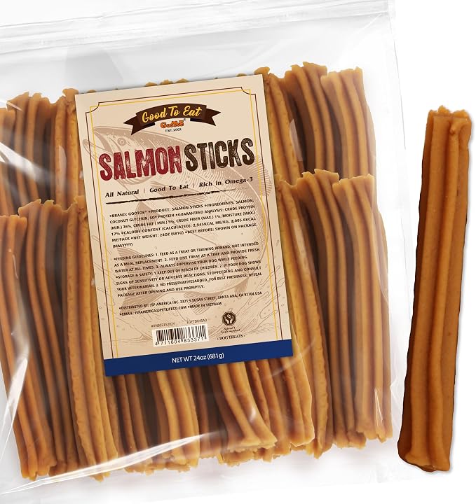 Gootoe Fish Dog Treats, High Protein, Salmon Sticks, Grain Free, 24 oz