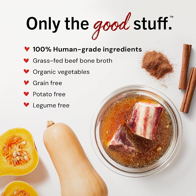 Stella & Chewy's Human-Grade Grass-Fed Beef Bone Broth for Dogs - Joint & Gut Health Liquid Food Topper with Collagen & Turmeric, 16 Fl Oz Resealable Pouch (Pack of 6)