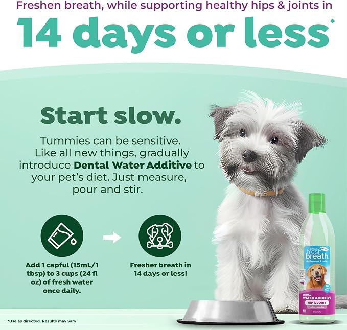 TropiClean Fresh Breath Water Additive for Hip & Joint Support, 16oz