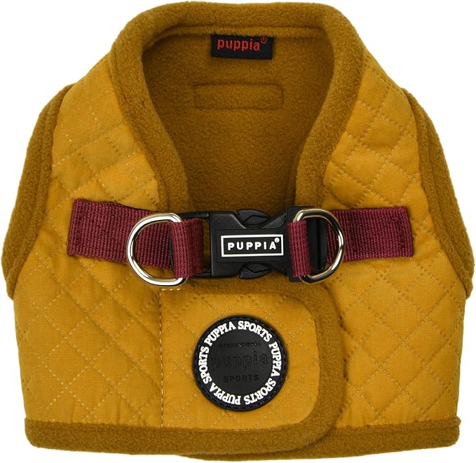 Puppia Irvin Vest Dog Harness Step-in Warm Winter Diamond Pattern for Small and Medium Dog, Mustard, Large