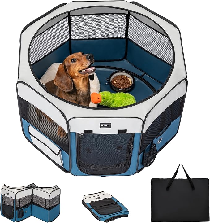 PETSFIT Portable Dog Playpen, 36in, with Waterproof Mat