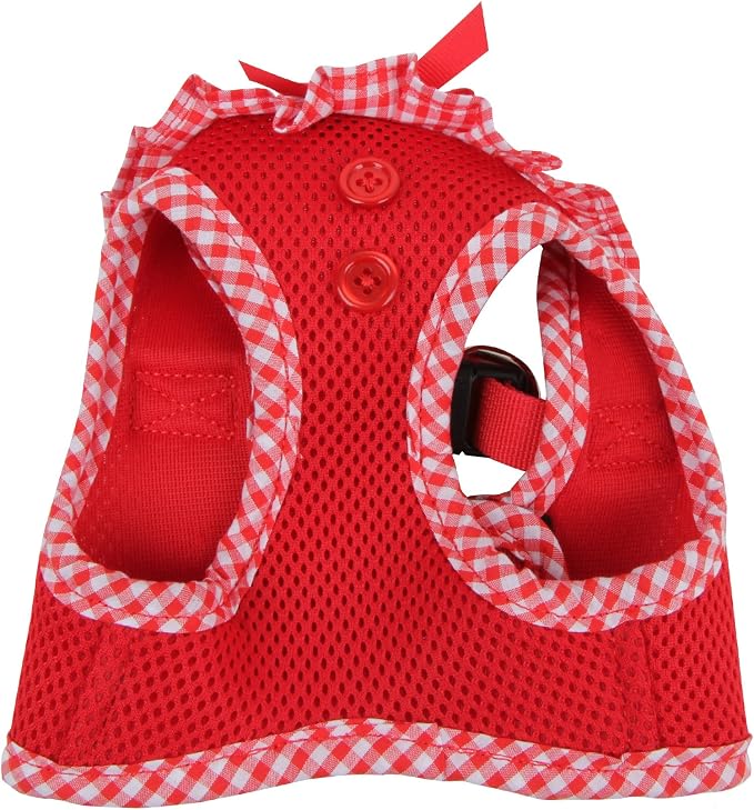 Puppia Vivien Vest Dog Harness Step-in All Season Mesh Cute No Pull No Choke Walking Training for Small Dog, Red, X-Small