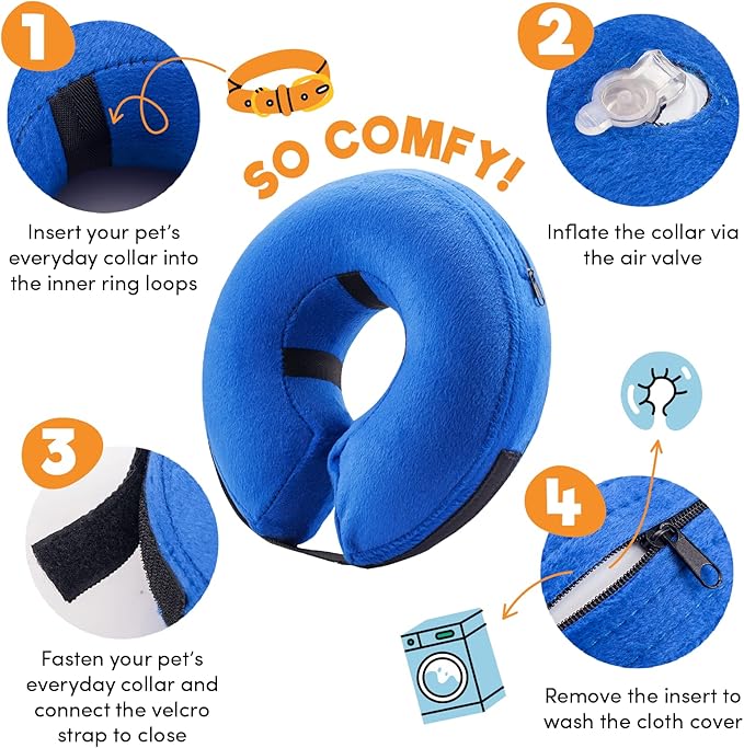 BENCMATE Inflatable Dog Cone Collar Alternative After Surgery XXLarge | Soft Dog Cone for Small Medium Large Dogs and Cats, Doggie Neck Donut Recovery ECollar to Stop Licking,HeartShape