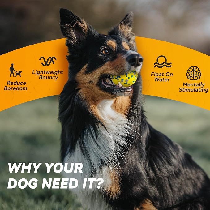 FUSOTO 4Pcs Dog Balls, Tennis Balls for Dog, Yellow | Balls for Dog Aggressive Chewers, for Large Medium Small Puppy, Training Catch&Fetch, Water Floats Toys, Yellow