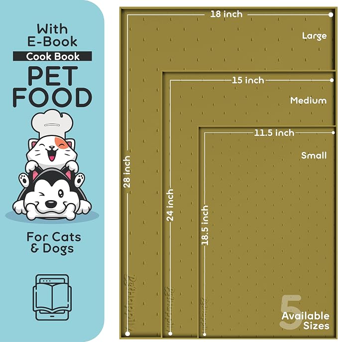 Dog Food Mat - 24x15 Raised Edges Dogs Mat for Food and Water Prevent Spill, Waterproof Cat Food Mats Protect Floors, Easy Clean Dog Bowl Mats for Food and Water, Silicone Pet Feeding Placemats