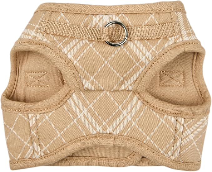Puppia Corwin Dog Vest Harness B (Step-in) Fashionable Checkered Pattern Spring Summer Harness for Small and Medium Dogs, Beige, Small