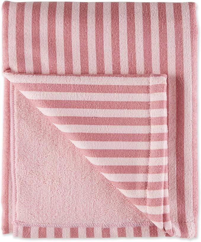 Bone Dry Pet Grooming Microfiber Towel, Striped Collection, X-Large, 41x23.5, Rose (Pack of 2)