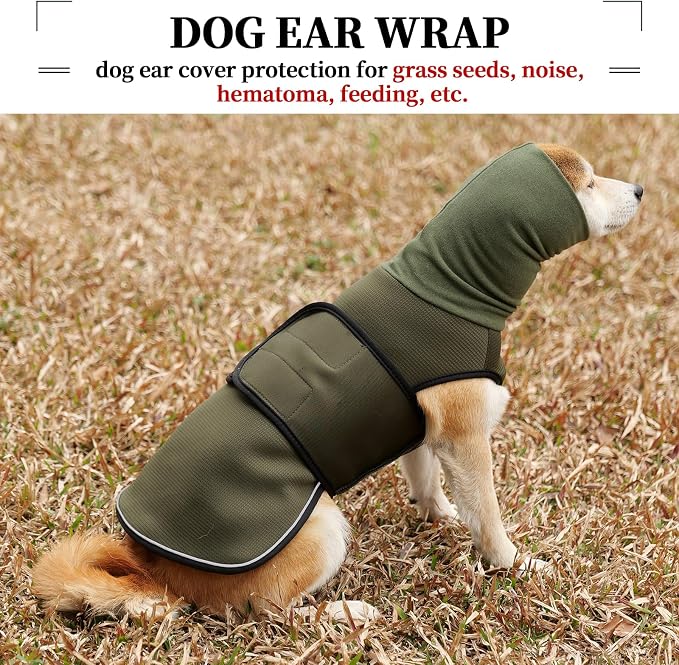 ROZKITCH Soft Dog Anxiety Jacket, Breathable Calming Vest for Storms, Fireworks & Separation, High Collar Design for Small to Large Dogs ArmyGreen XS