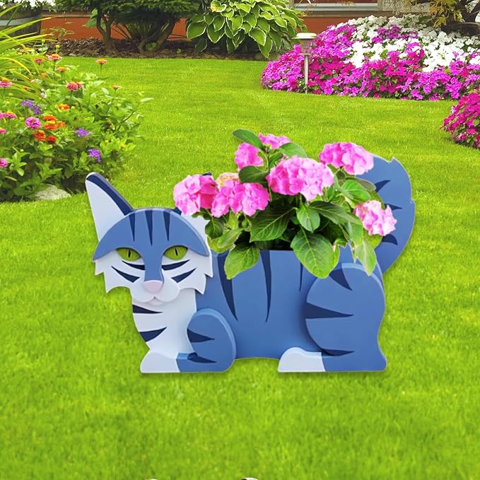 Sapphire White Cat Planter Pots, 12.5 x 5.12 x 7.8 Inches