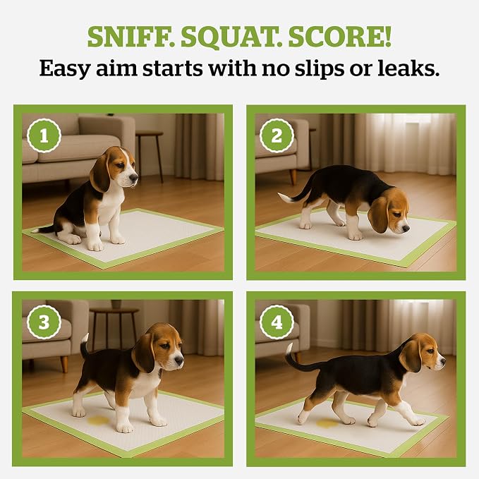 Pogi’s Dog Pads with Sticky Tabs – Large, Super Absorbent, Odor Blocking, 40-Count (24x24in)