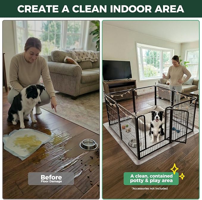 FXW Rollick Unleashed Dog Playpen, 32in, 8 Panels with Washable Pee Pad, Small/Medium, Black