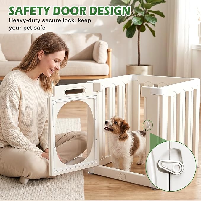 Acrylic Dog Playpen for Puppies,Small Dogs, Cats and Rabbits, 24 Inch Height, 4 Panels, White