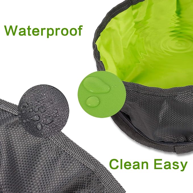 Collapsible Dog Bowls, 2 Pack, Green & Orange