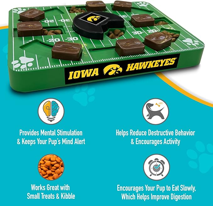 Pets First NCAA Iowa Hawkeyes Puzzle Toy, Puzzle Treat Dog Toy, Interactive Dog Treat Toy, Dog Puzzle Fedding Slow Toy