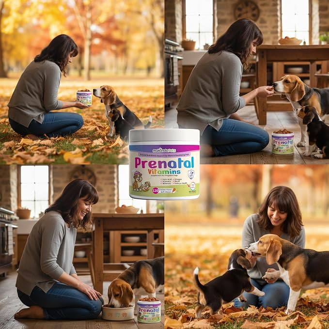 Dog Prenatal Vitamins, 120 Soft Chews Multivitamin, Mom & Puppy Vitamins