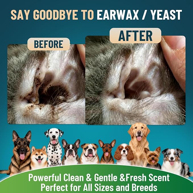 VICSOM Dog Ear Infection Treatment Drops with Ozonated Olive Oil, 60ml