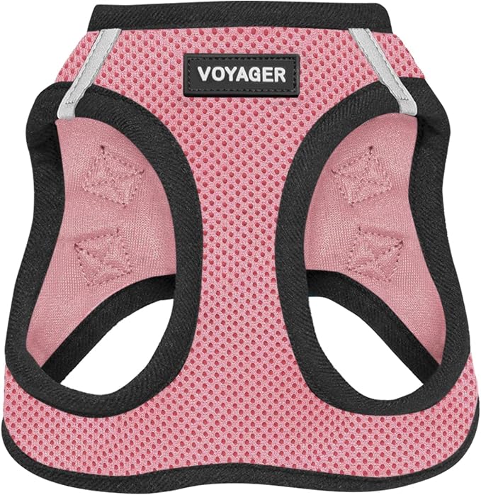 Voyager Step-in Air Dog Vest Harness - Pink/Black Trim, Medium | 16 - 18" in Chest, Reflective Bands, All Weather Breathable Air Mesh, Cats Compatible, Lightweight, Fast Drying