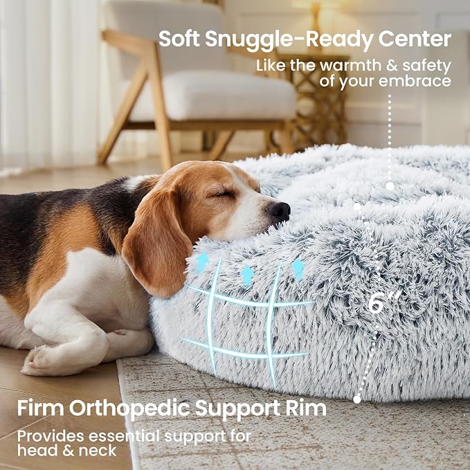 JOLLYVOGUE 20" Calming Donut Dog & Cat Bed, Smoke Grey