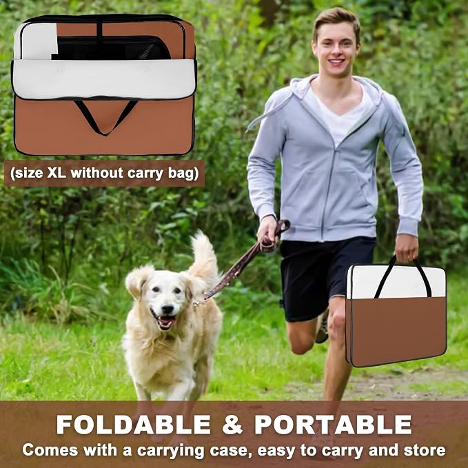 Portable Foldable Dog Playpen - Pet Tent, Brown