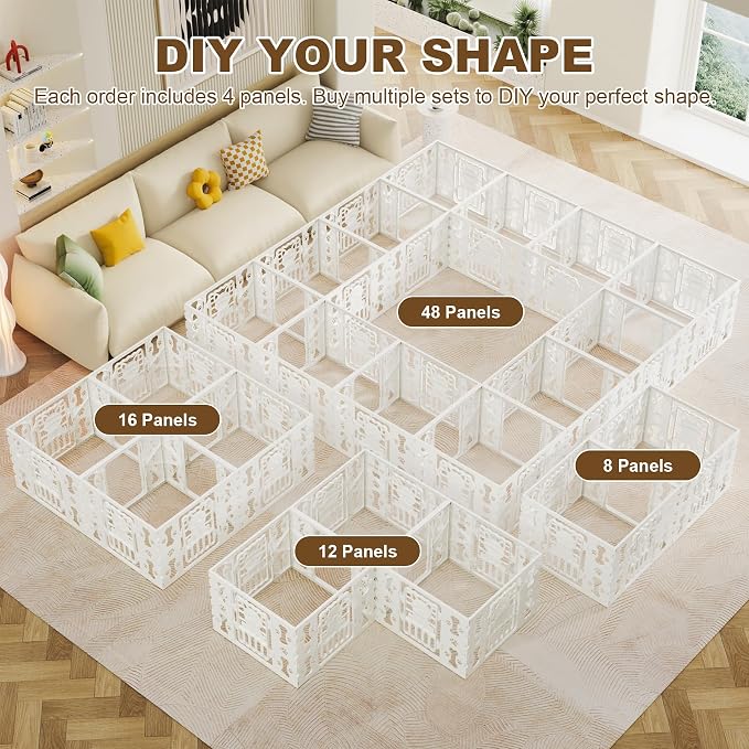 Dog Playpen for Dogs Indoor Small Dog Play Pen Indoors Outdoors Portable Dog Pen 4-Panel & 4-Door Pet Fence Unique Design